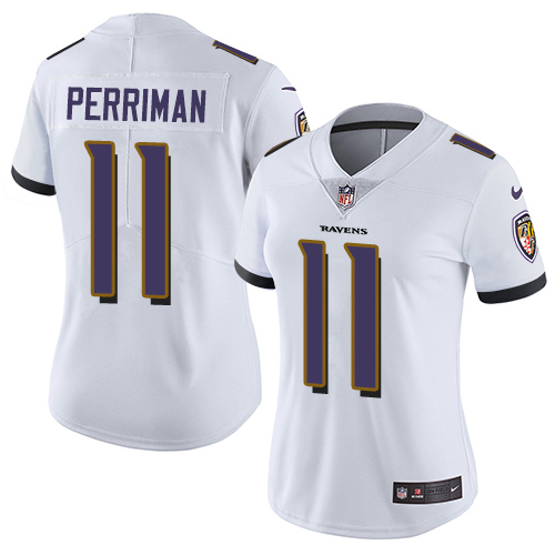 Nike Ravens #11 Breshad Perriman White Women's Stitched NFL Vapor Untouchable Limited Jersey - Click Image to Close